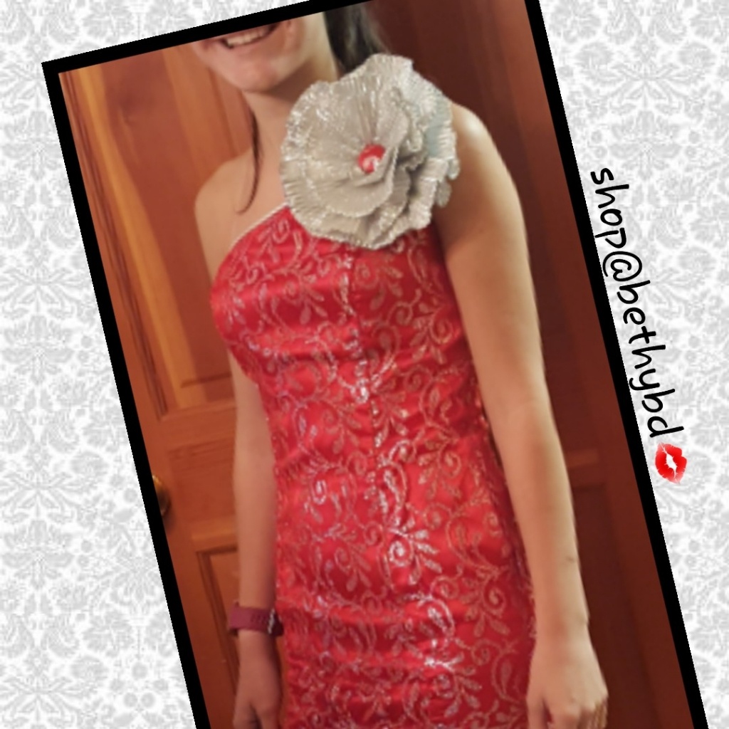 One Shoulder Vintage Red Mermaid Formal Dress Euc Prom/Pageant/Holiday Size 2